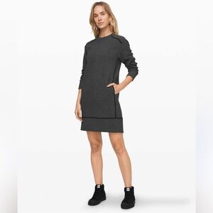 Lululemon Dark Grey On Repeat Quilted Dress with Removable Turtleneck